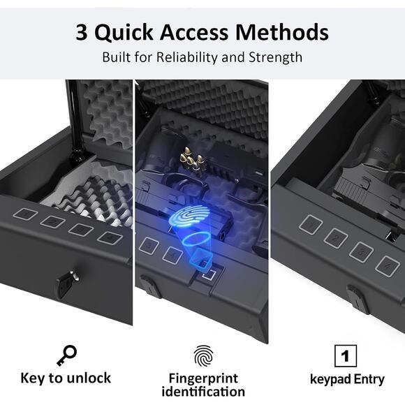 HARDROCK Biometric Gun Safe with Fingerprint Lock – Wall Mountable - Picture 4 of 6